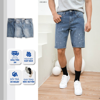 Quần Short Nam AKUBA Slimfit Jean Dày Dặn Khó Nhăn Bền Màu Thoáng Khí | 01D0534