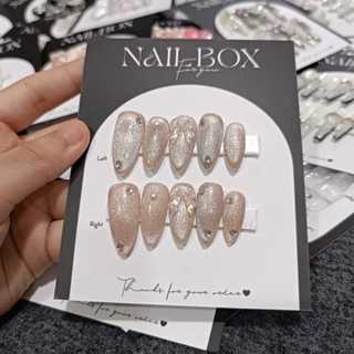 Nail box thiết kế mắt mèo gắn đá, nơ, nail Hàn