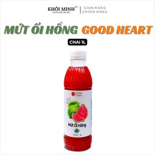 Mứt Ổi Hồng GoodHeart, chai 1lit, đậm đặc 50%, pha chế cực ngon