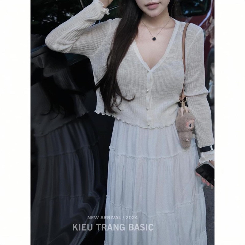 Áo Cadigan Mỏng Khuy Ngọc
