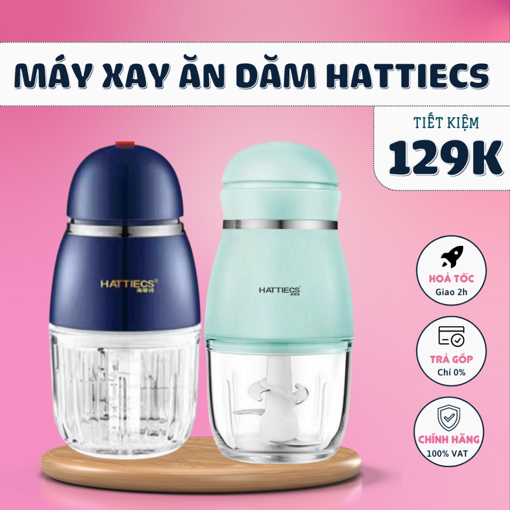 Máy xay ăn dặm cho bé Hattiecs 8 lưỡi dao dung tích 0,3L máy xay hattiecs xay đồ ăn dặm cho bé, đồ dùng ăn dặm cho bé