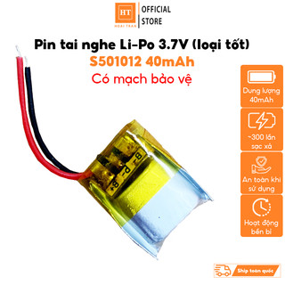 Pin Li-Po 3.7V 501012 40mAh cho tai nghe Bluetooth, có thể sạc lại được