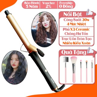 Máy uốn tóc tự động, máy làm tóc xoăn, máy làm xoăn tự động mini xoay 360 độ size 32mm gốm Tourmaline không hư tổn tóc