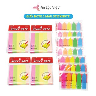 Set 3 tập Giấy Note Đánh Dấu Trang - Giấy Phân Trang 5 Màu, màu sắc siêu xinh, nhiều lựa chọn