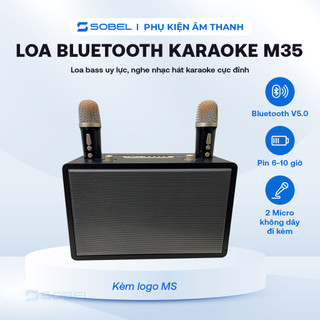 Loa bluetooth karaoke m35, loa hát karaoke, loa hát karaoke mini 2 mic hát tại nhà, âm thanh hay, bass mạnh - loa sobel