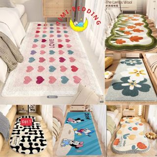 Thảm phòng ngủ hình hoa lá, họa tiết đáng yêu sang trọng kích thước 50x120cm – Thảm chân giường – Timibedding