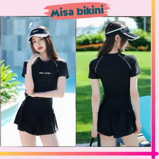  Đồ bơi nữ kín đáo bikini 2 mảnh jinna crow đồ đi biển áo dài tay ngắn quần đùi 2 lớp che bụng duyên dáng Ms 30 