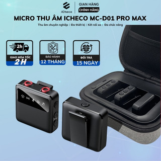 Mic thu âm không dây thiết bị thu âm chuyên nghiệp tích hợp sử dụng đa thiết bị đa chức năng ICHECO MC-D01 PRO MAX
