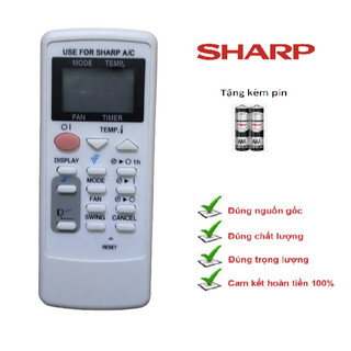 Điều khiển điều hoà Sharp Crmc , Axxx, Jbes, Crmc, Axxx, Jbes .Bảo hành 6 tháng .Tặng kèm pin AA