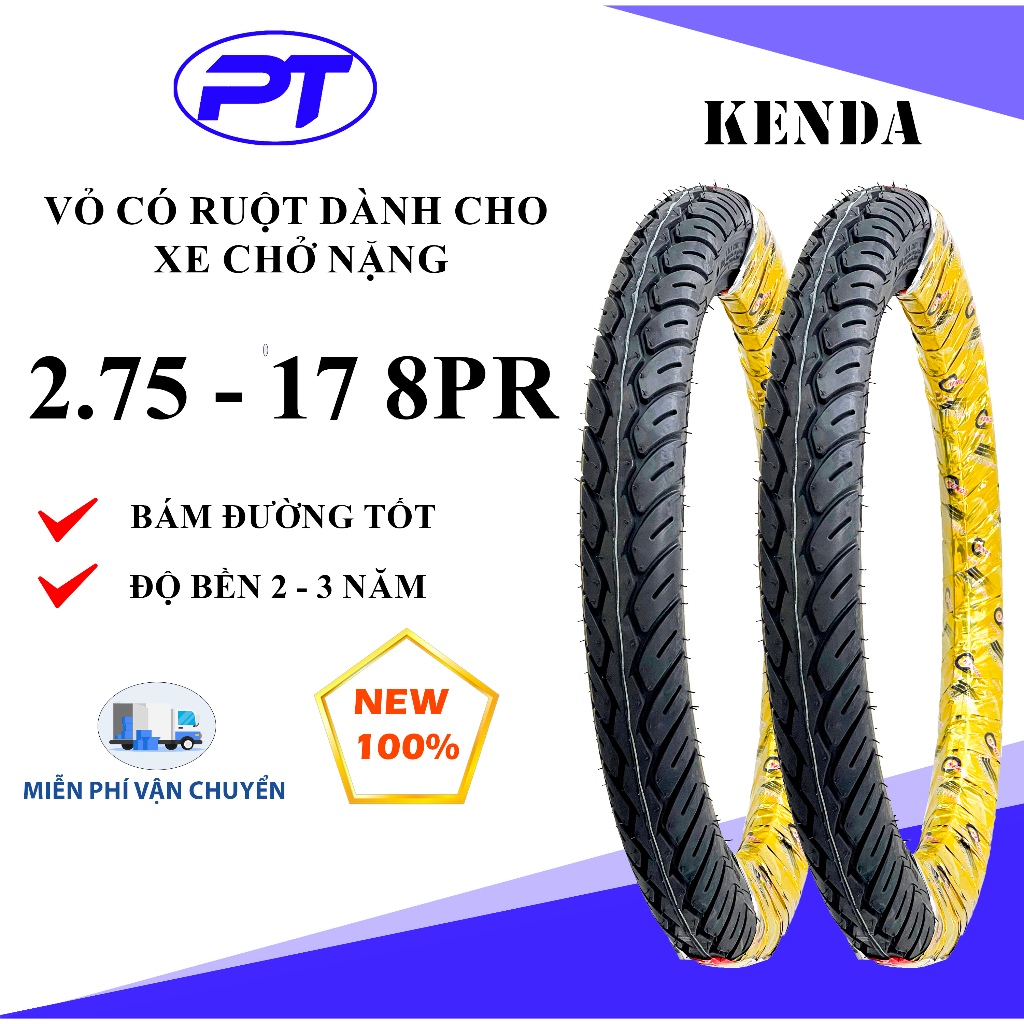 Vỏ ( lốp ) có ruột Kenda 2.75-17 8 lớp bố dành cho xe chở nặng Dream Wave Future Sirius RS Wave S110
