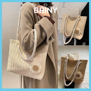Túi tote cói vintage túi xách nữ đeo vai hoa hướng dương phong cách Hàn Quốc, túi đeo chéo Briny T16