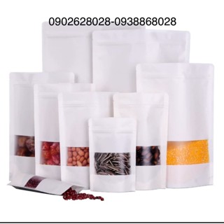 Túi zip giấy trắng cửa sổ tràn