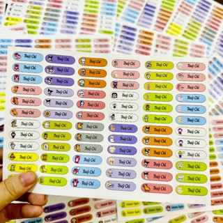 Set 60 tem nhãn tên sticker in theo yêu cầu cho bé dán đồ dùng học tập văn phòng