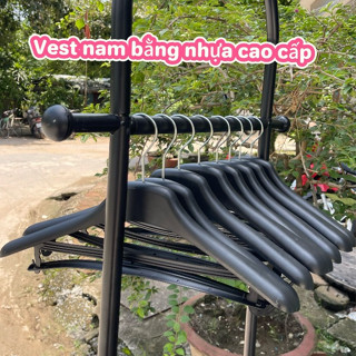 Combo 20 Móc treo quần áo vest nam bằng nhựa cao cấp, vai ngang 45cm có thanh ngang chịu lực.