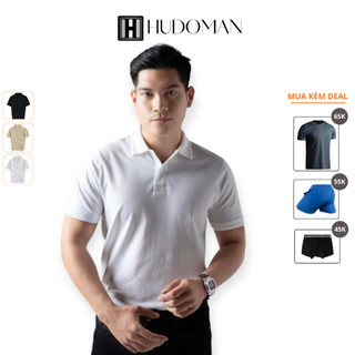 Áo thun polo nam form slimfit tay ngắn HUDOMAN chất vải cotton CVC co giãn thoáng khí màu basic AOPOLO-0041