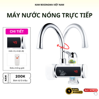 Máy nước nóng lạnh tại vòi KAW, có màn hình LED hiển thị nhiệt độ, chống giật an toàn khi sử dụng