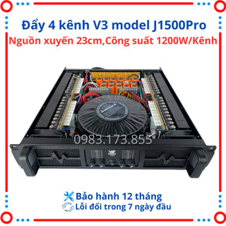 Cục đẩy công suất 4 kênh v3 model j1500 80 sò,tiếng sáng,hoạt động ổn định,bền bỉ, công suất 1500w/kênh/4ohm