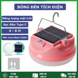 Bóng đèn Led sạc tích điện năng lượng mặt trời 150w 200W pin trâu có thể sạc điện USB Type C, có móc treo tiện dụng