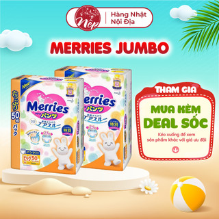 [TPHCM] [JUMBO] Tã bỉm Merries Tả dán / quần Merries nội địa đầy đủ size M76, M74, L56 ,XL50, XXL32