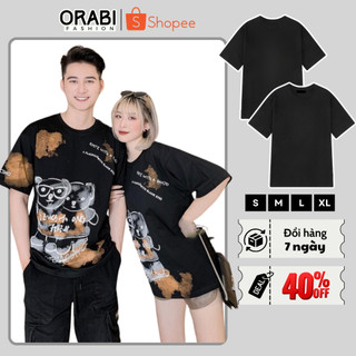 [AP09] Áo Thun Nam Nữ Unisex Form Rộng In Hình Gấu Màu Đen Dáng Ulzzang Cho Cặp Đôi Năng Động