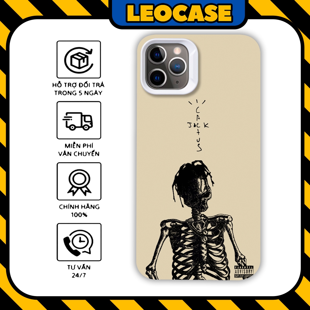 Ốp lưng iPhone silicone cao cấp Leocase Travis Scott Cactus Jack rapper cho iPhone 15/14/13/12/11/X/