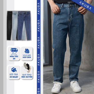 Quần jean nam AKUBA form slimfit, ôm vừa, chất liệu Jean dày co giãn, thấm hút mồ hôi tốt | 02KP0950