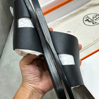 [ Hàng Chính Hãng ] Dép Hm đen đế gỗ da nhám mới 100% full box