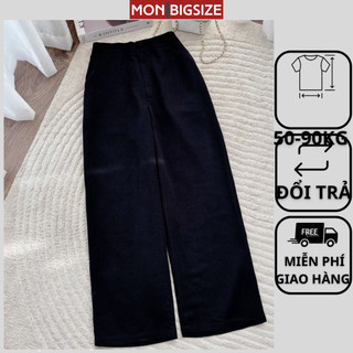 Quần bigsize nữ đi chơi sang chảnh kiểu 1 nút ống suông chất tuyết mưa MON big size 50 - 90kg