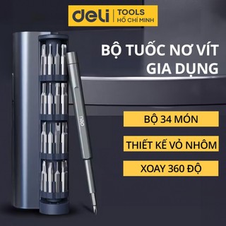 Bộ tuốc nơ vít 34 trong 1 deli tools - tua vít sửa chữa điện thoại, máy tính bảng, máy ảnh
