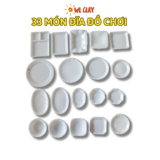 Bộ 33 món đồ chơi đĩa dĩa nhà bếp nấu ăn trang trí nhà búp bê phụ kiện trang trí búp bê handmade thủ công DIY