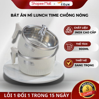 Bát ăn mì lunch time chống nóng có nắp đậy - ca úp mì có nắp hình gấu bạc cao cấp x584