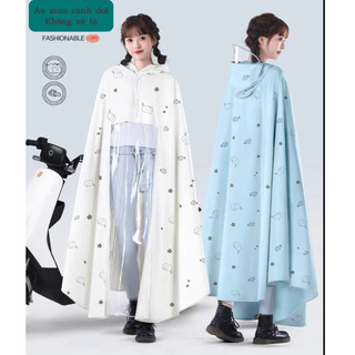 Áo mưa 1 người cánh dơi, áo mưa nửa trước trong suốt họa tiết cute thời trang có kính che mặt