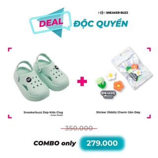 [Deal Độc Quyền]Sneaker Buzz Dép Kids Clog-Green Pastel + Sneaker Buzz Phụ Kiện Charm Sweet Set CBDJ2407-026