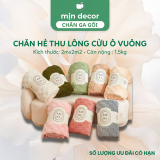 Chăn Lông Cừu Ô Vuông Mịn Decor Nặng 1,5kg, Chăn Hè Thu Lông Mịn Mượt Mềm Mại Kích Thước 2mx2m2