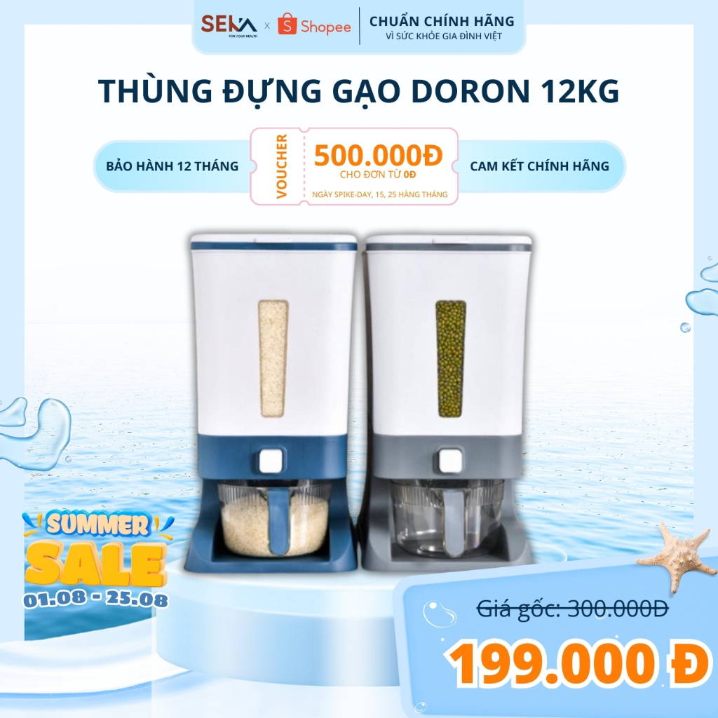 Thùng Đựng Gạo Thông Minh Cho Gia Đình Có Cốc Đong Gạo Nút Bấm Tự Động Tiện Lợi Bảo Quản Gạo Sạch Chống Ẩm Mốc