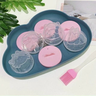 Bộ 4 khuôn hấp Trứng, làm Bánh, Caramen, Thạch kèm chổi quét dầu silicon màu ngẫu nhiên cho bé ☘Freeship☘