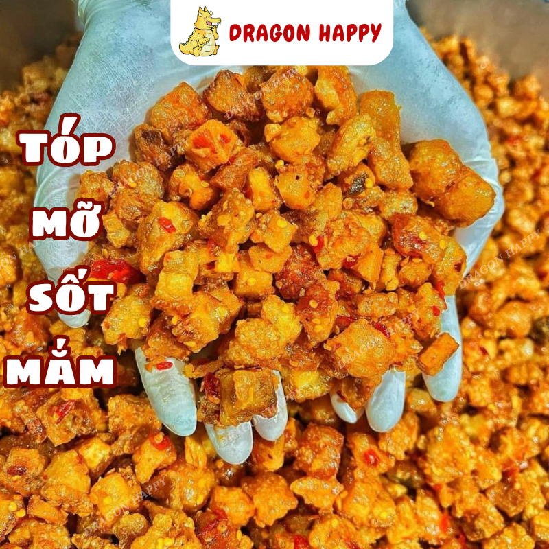 Tóp mỡ mắm tỏi Dragon Happy, tóp mỡ cháy tỏi chiên da giòn