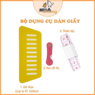 Bộ dụng cụ hỗ trợ dán giấy decal dán tường dán kính gồm gạt dán giấy, thước dây, dao tỉa