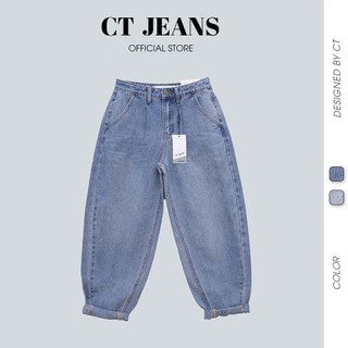 Quần jean baggy nữ thụng lưng cao chất liệu jeans cotton mềm mại co giãn cp73, ct jeans