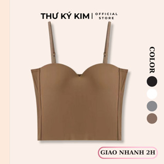 Áo bra 2 dây su mịn cup ngực tròn mút liền thân kèm dây vai điều chỉnh tinh tế freesize dưới 55kg