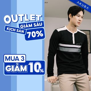 Áo thun nam tay dài AKUBA họa tiết chữ Future phối sọc ngang form slimfit chất liệu cotton mềm mịn 01J0114
