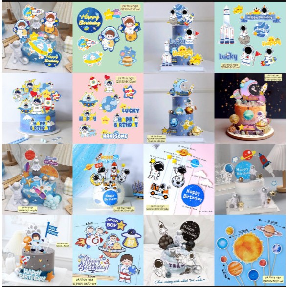 Set Cắm Phi Hành Gia Trang Trí Bánh