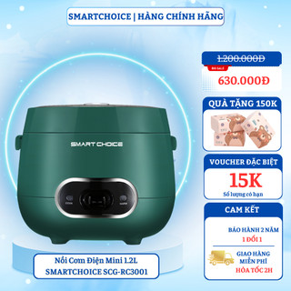 Nồi cơm điện mini 1.2l smartchoice scg-rc3001 nồi cơm mini lòng phủ ceramic chống dính tốt siêu bền