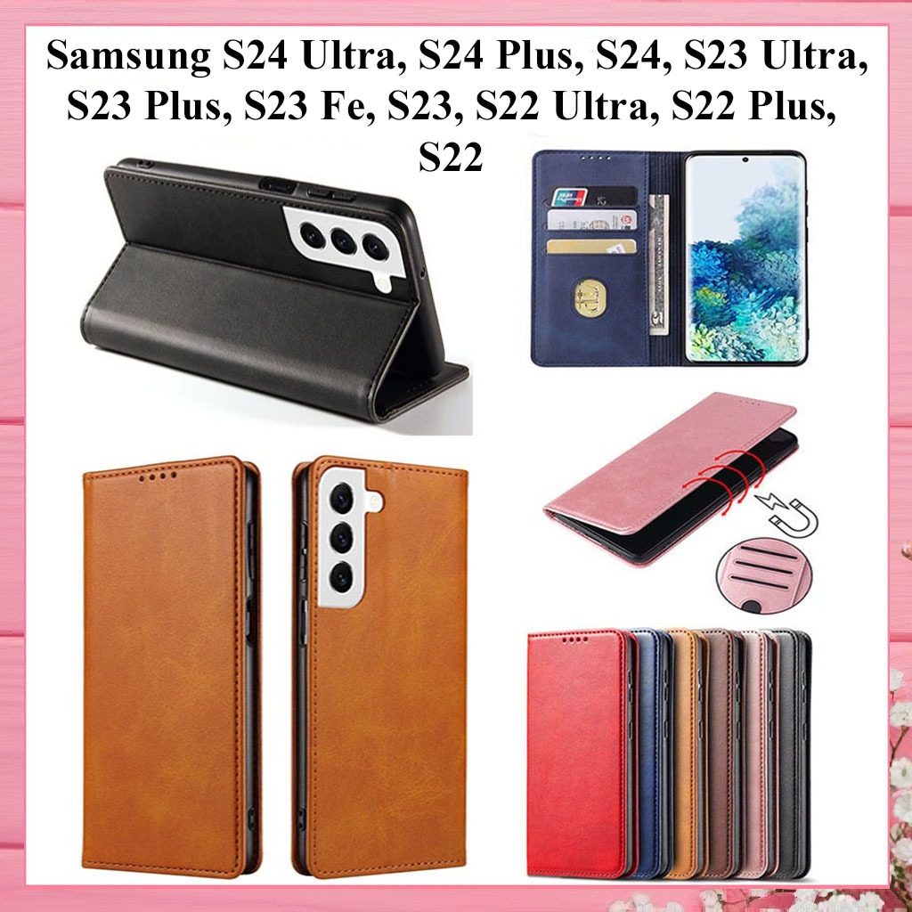 Bao da Samsung S24 Ultra,S24 FE,S24 Plus, S24, S23 Ultra,S23 Plus,S23 Fe,S23,S22 Ultra, S22 Plus, S22 kiểu ví, nắp gập