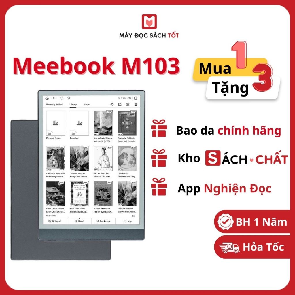 Máy đọc sách Meebook M103 Chính hãng | Tặng kho Sách Chất & App Nghiện Đọc