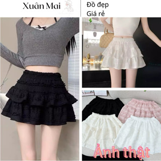 Chân váy xoè 2 tầng xốp nhiều màu đen trắng hồng kem mặc đi chơi xuanmaishop12