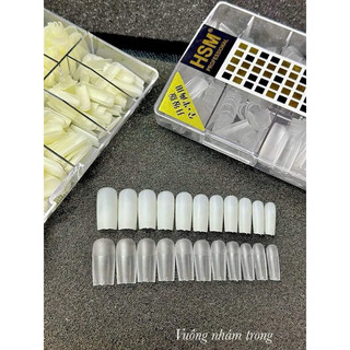 Móng úp tay giả đủ phom vuông HSM chính hãng nhám đục chuẩn size 500 móng