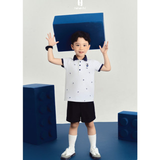 Quần short bé trai màu xanh than viền chỉ trắng HEHEHIHI -Q26