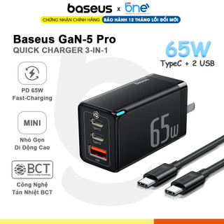 Bộ sạc nhanh 65w gan5 pro baseus 2c1a sạc nhanh 65w đèn led báo sạc, giao thức pps qc4+ qc3.0 pd3.0