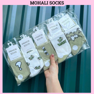 Tất vớ cổ cao set 5 doremon màu dễ phối đồ mohalisocks svc019